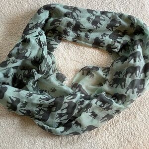Elephant Print Scarf in mint and grey